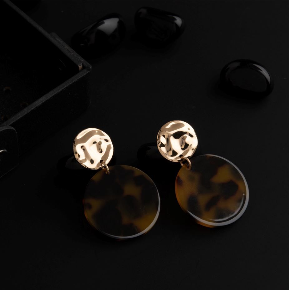 Gold Plated Round Shaped Acrylic Fashion Indo Western Earring- IWER 1684
