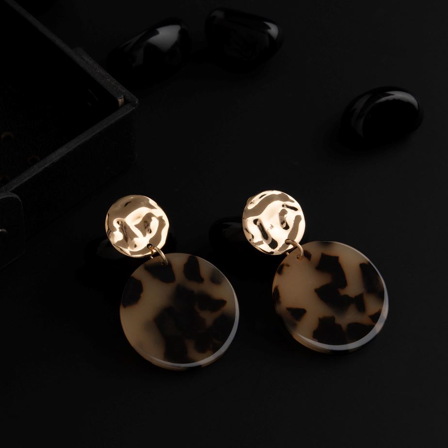 Gold Plated Round Shaped Acrylic Fashion Indo Western Earring- IWER 1684