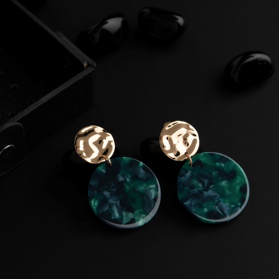 Gold Plated Round Shaped Acrylic Fashion Indo Western Earring