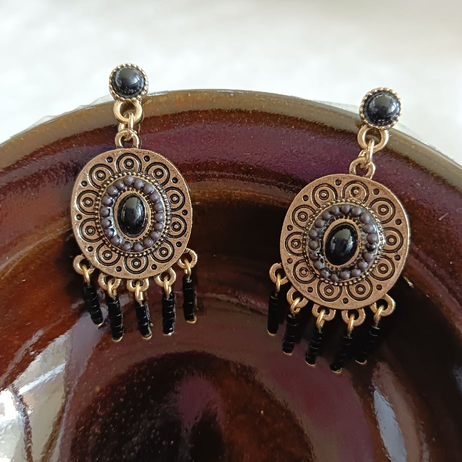 Gold Plated Colorful Beads Bohemian Indo Western Earring