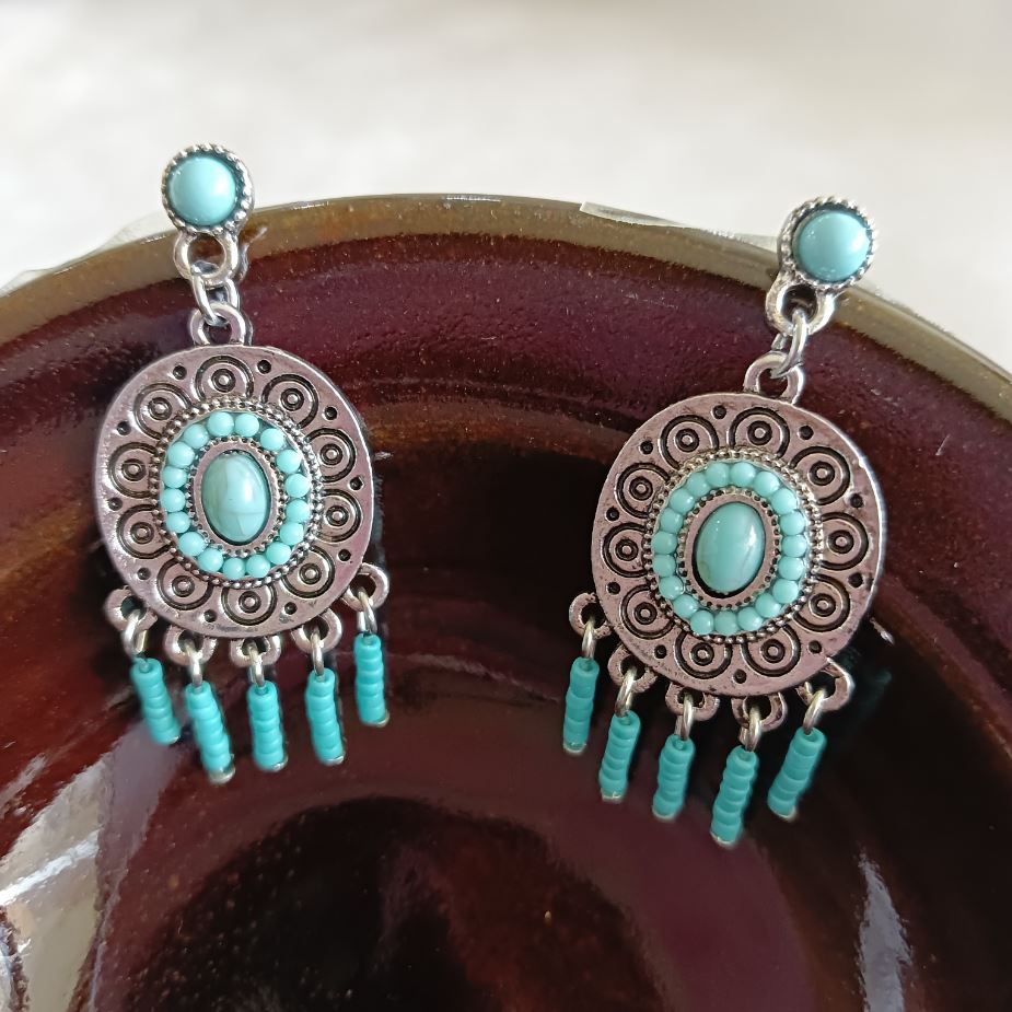 Silver Plated Colorful Beads Bohemian Indo Western Earring- IWER 1769