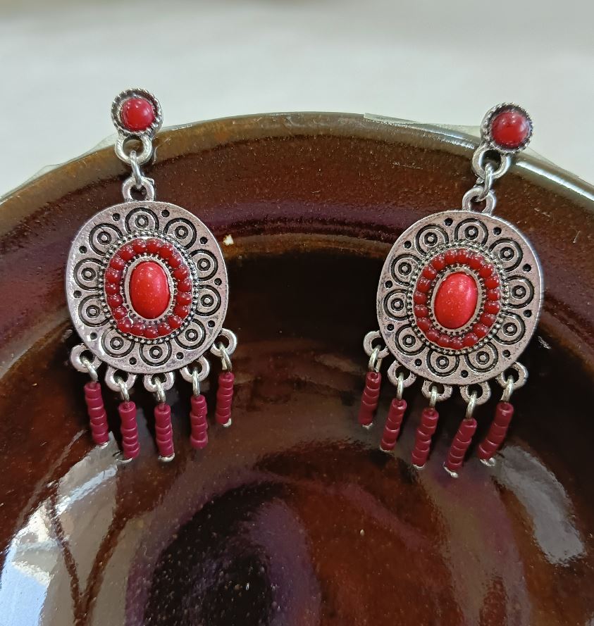 Silver Plated Colorful Beads Bohemian Indo Western Earring- IWER 1769