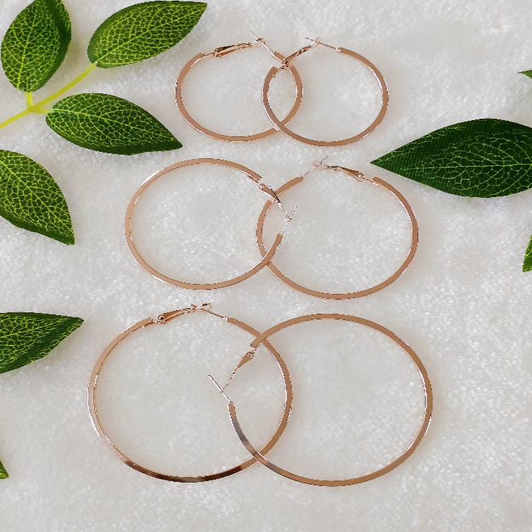 Silver/Rose Gold Plated Hoops Earrings