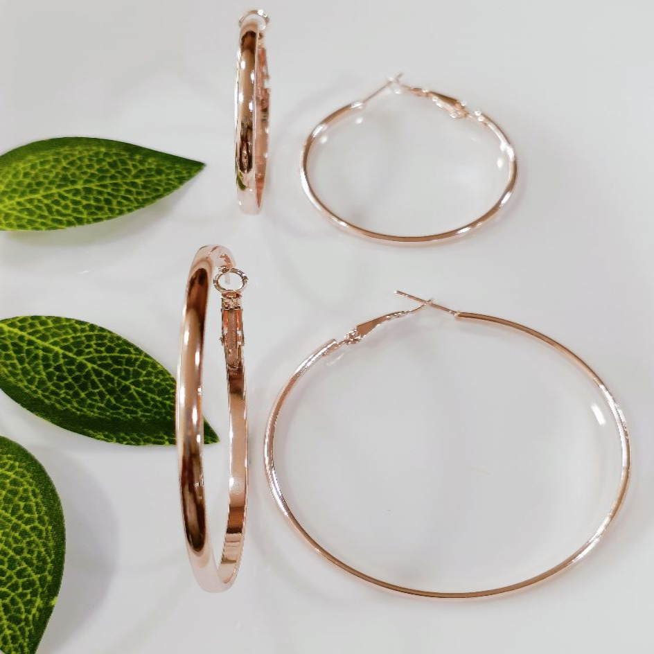 Silver/Rose Gold Plated Hoops Earrings