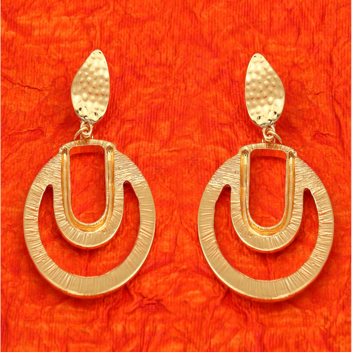 Gold Plated Hand Crafted Geometrical Drop Earring