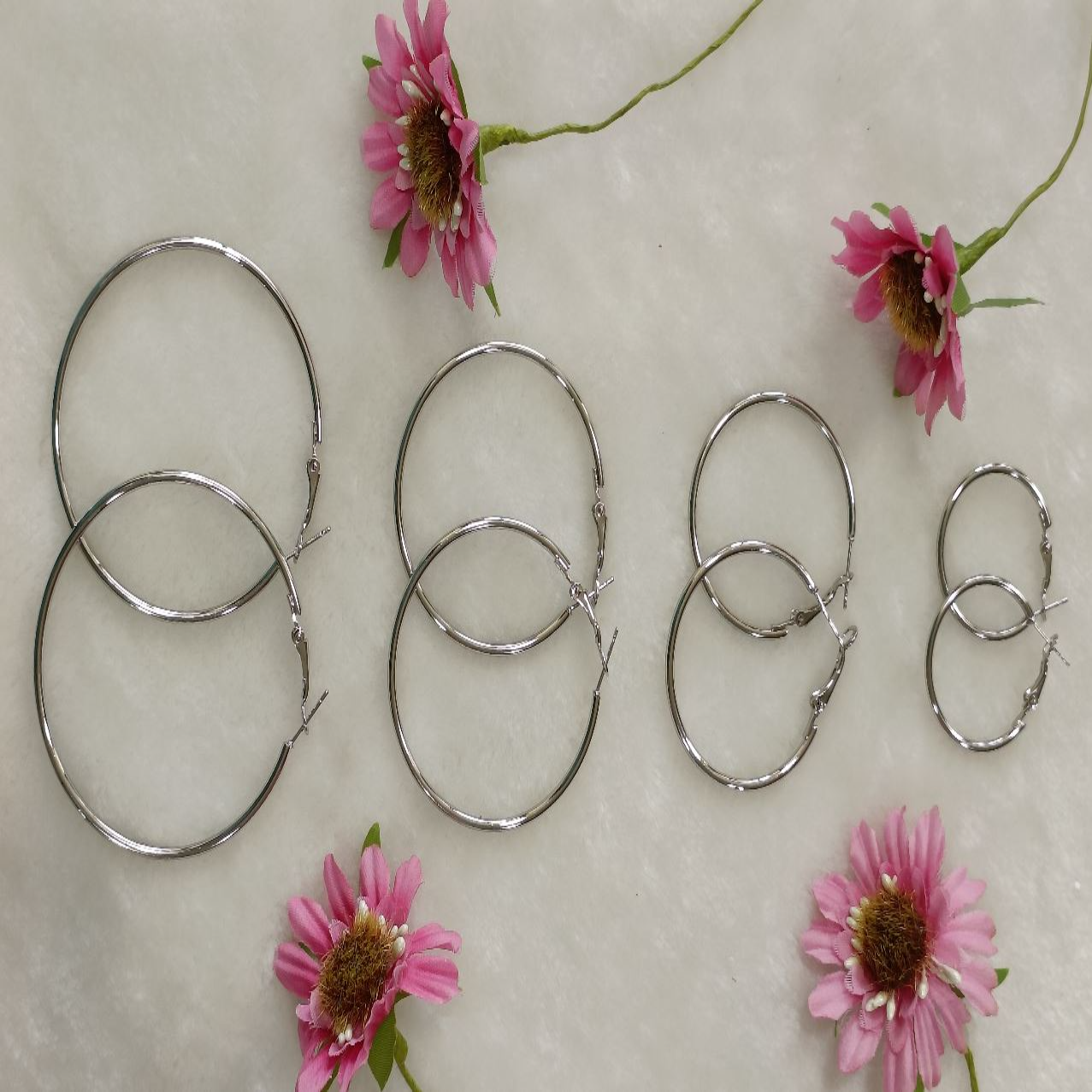 Silver/Rose Gold Plated Fashion Hoops Earrings