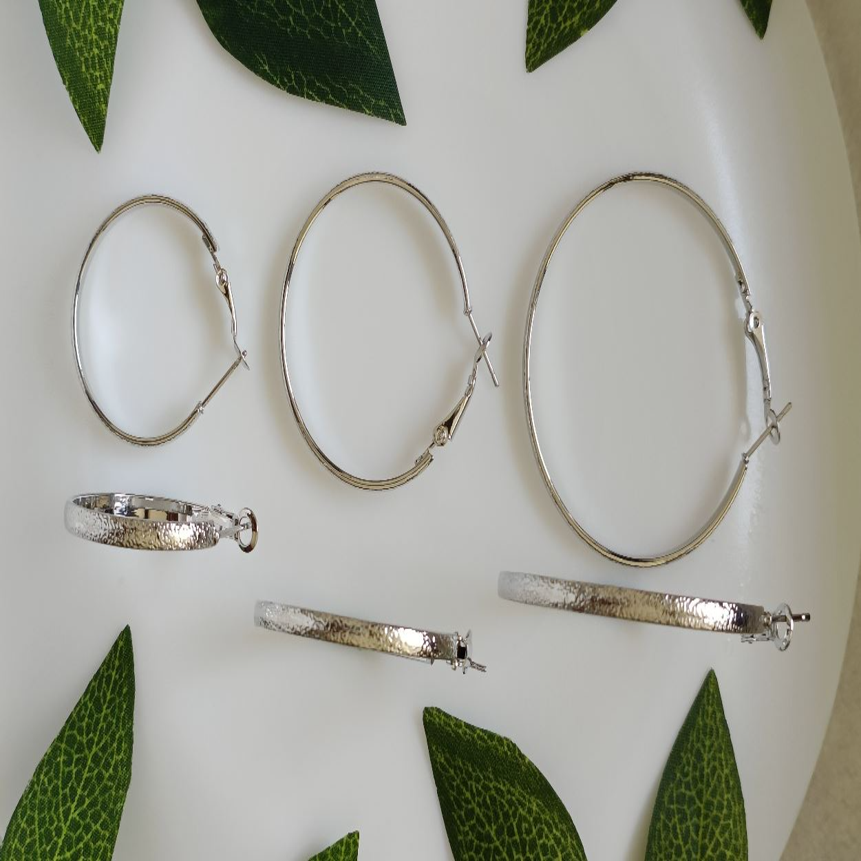 Silver/Rose Gold Plated Hoops Earrings