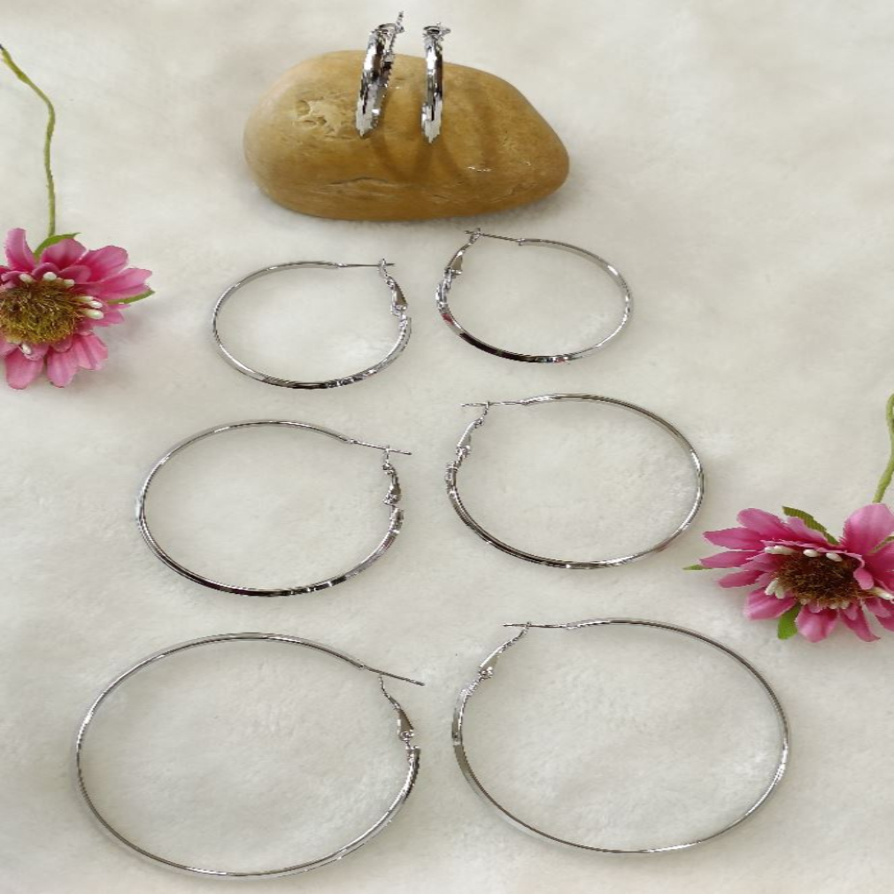 Silver/Rose Gold Plated Hoops Earrings