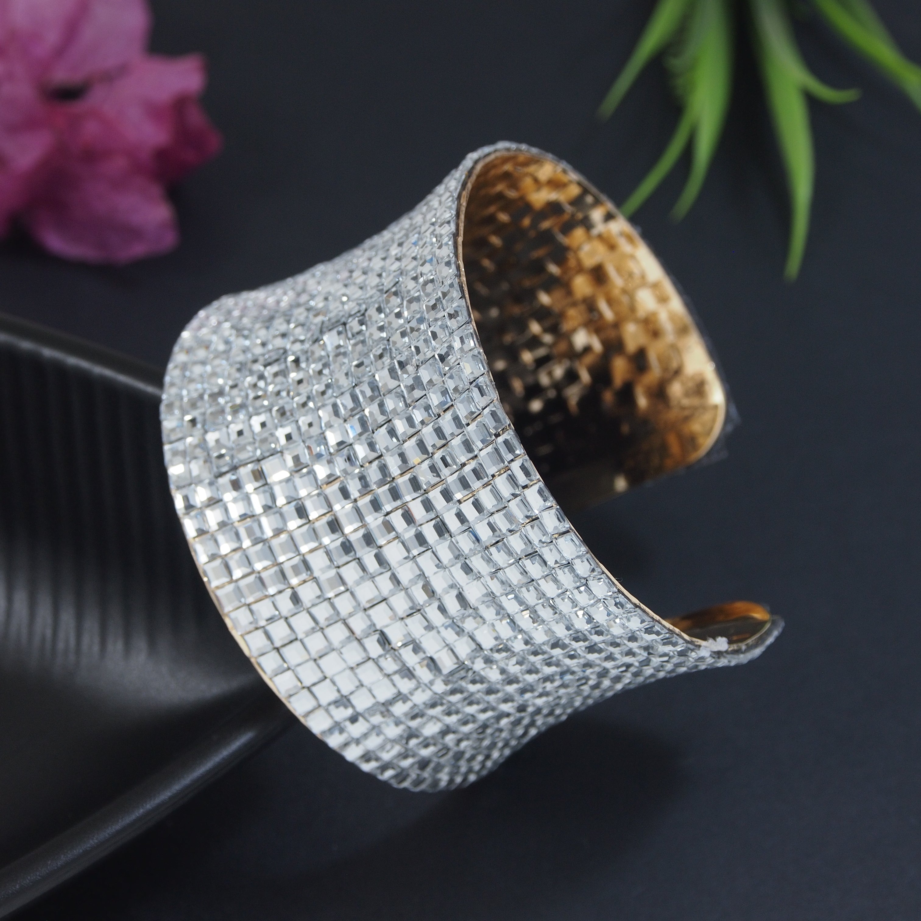 Crystal Studed Adjustable Cuff Kada