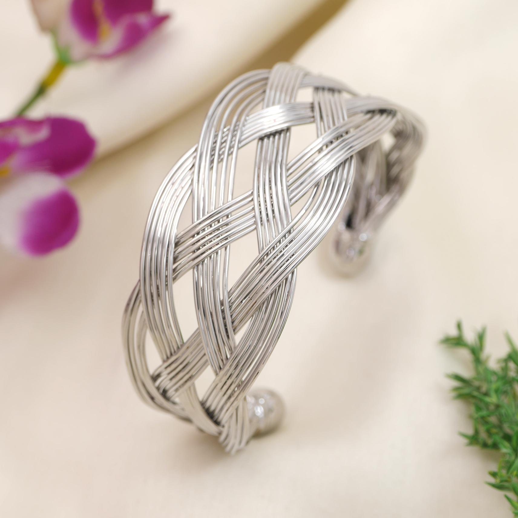 Gold and Silver Plated Cuff Kada