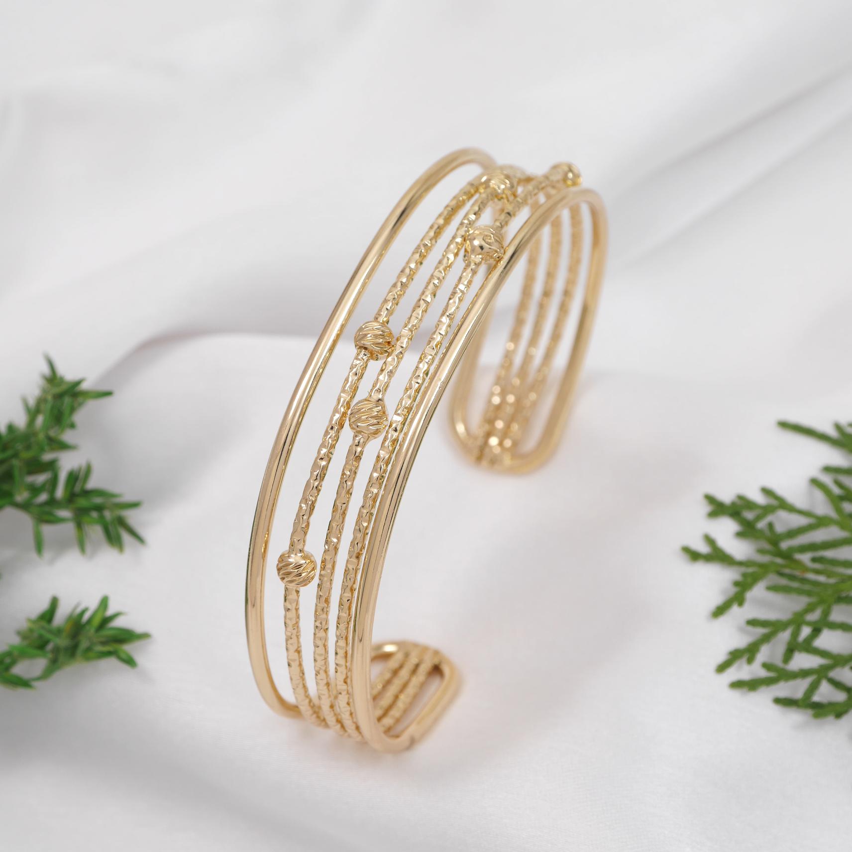 Gold and Silver Plated Cuff Kada