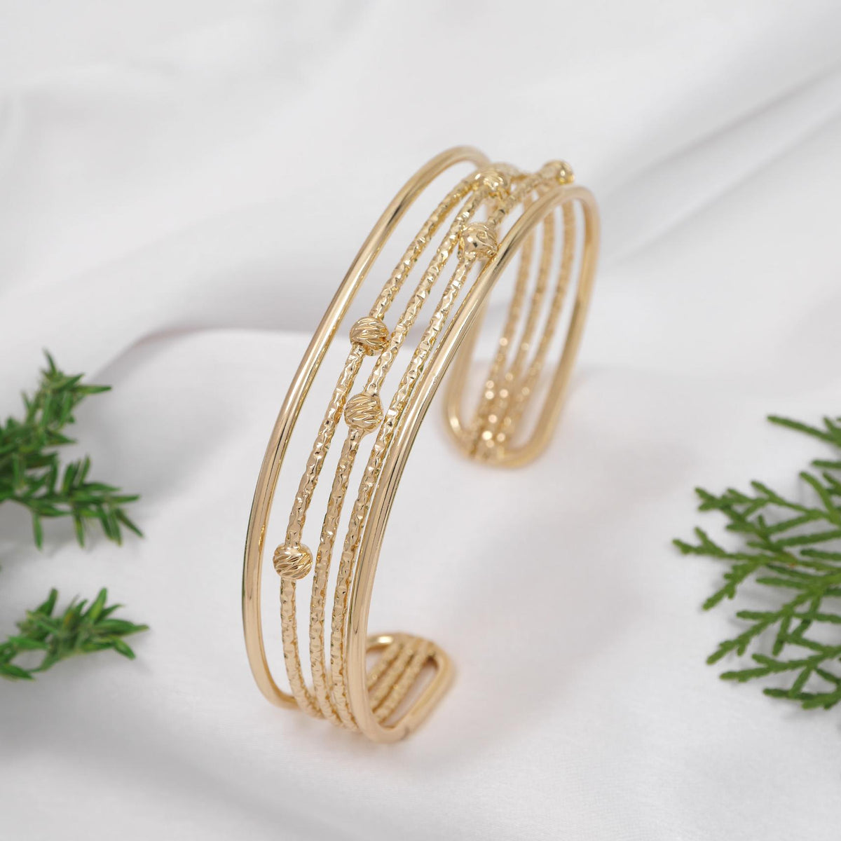 Gold and Silver Plated Cuff Kada
