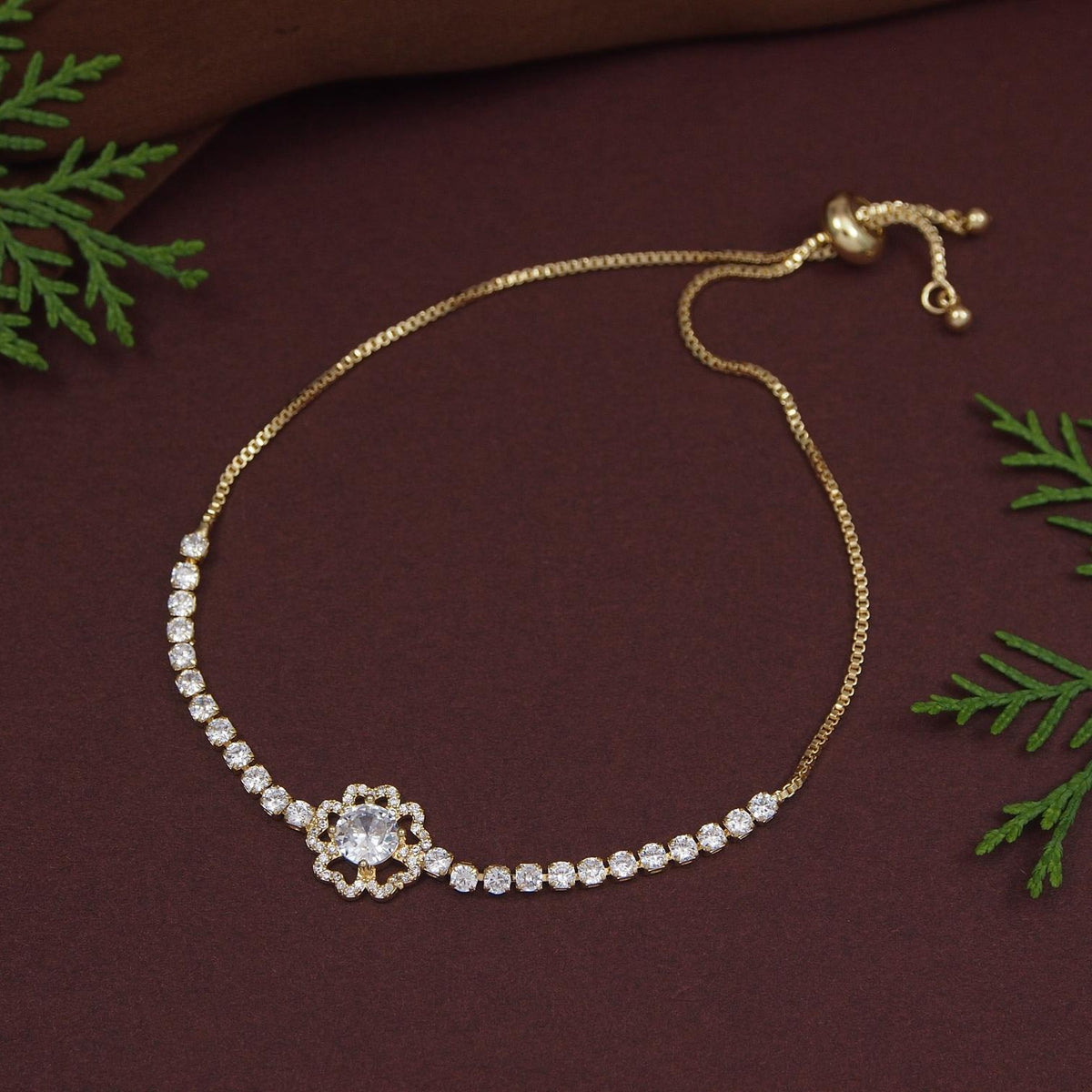 Korean Gold/Silver Plated  Zirconia Stone Adjustable Bracelet