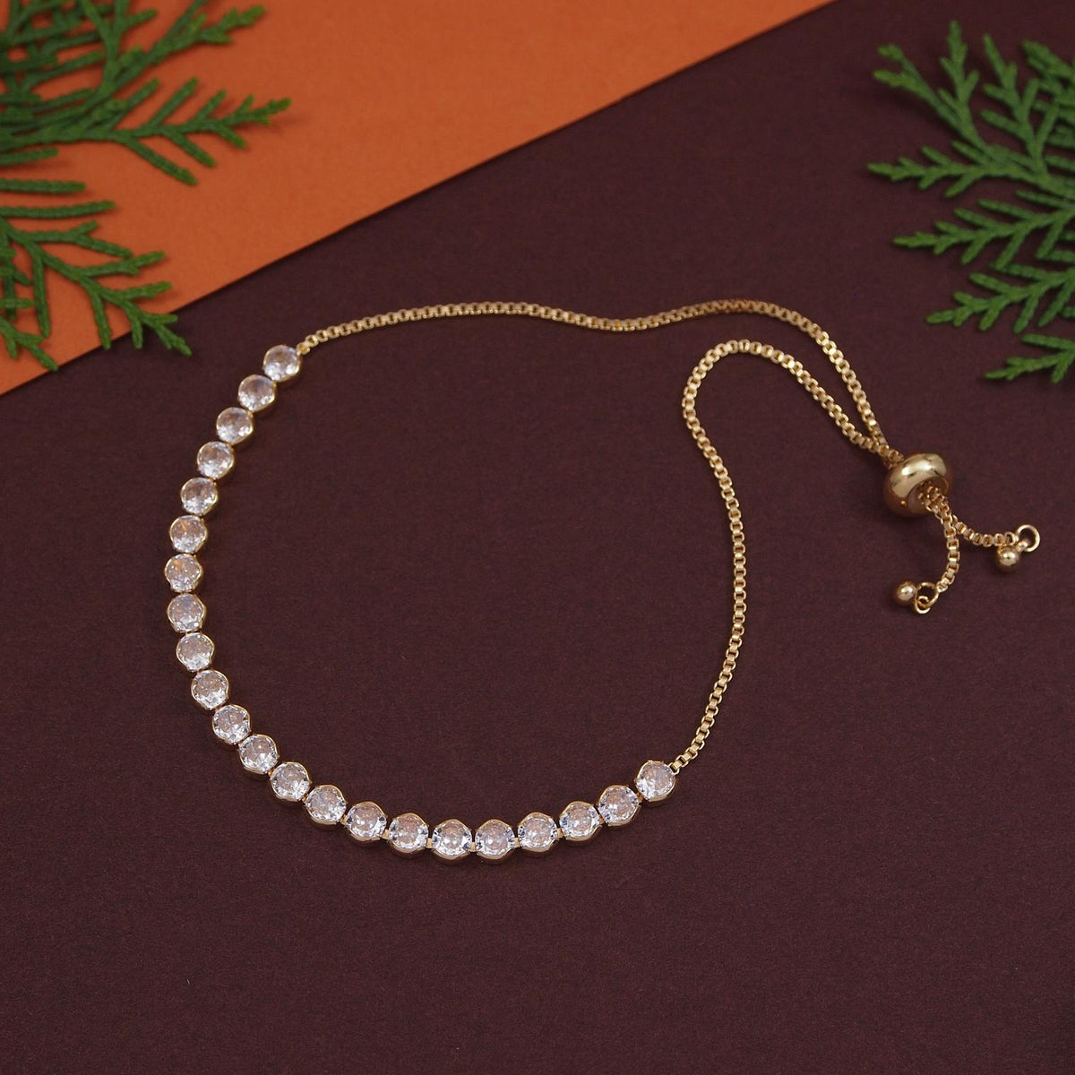 Korean Gold/Silver Plated  Zirconia Stone Adjustable Bracelet