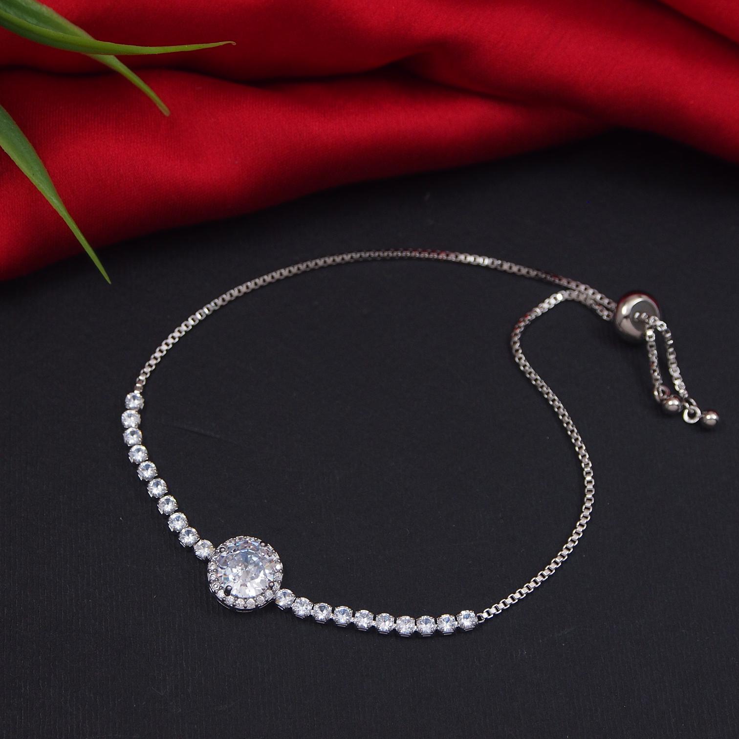 Korean Gold/Silver Plated  Zirconia Stone Adjustable Bracelet