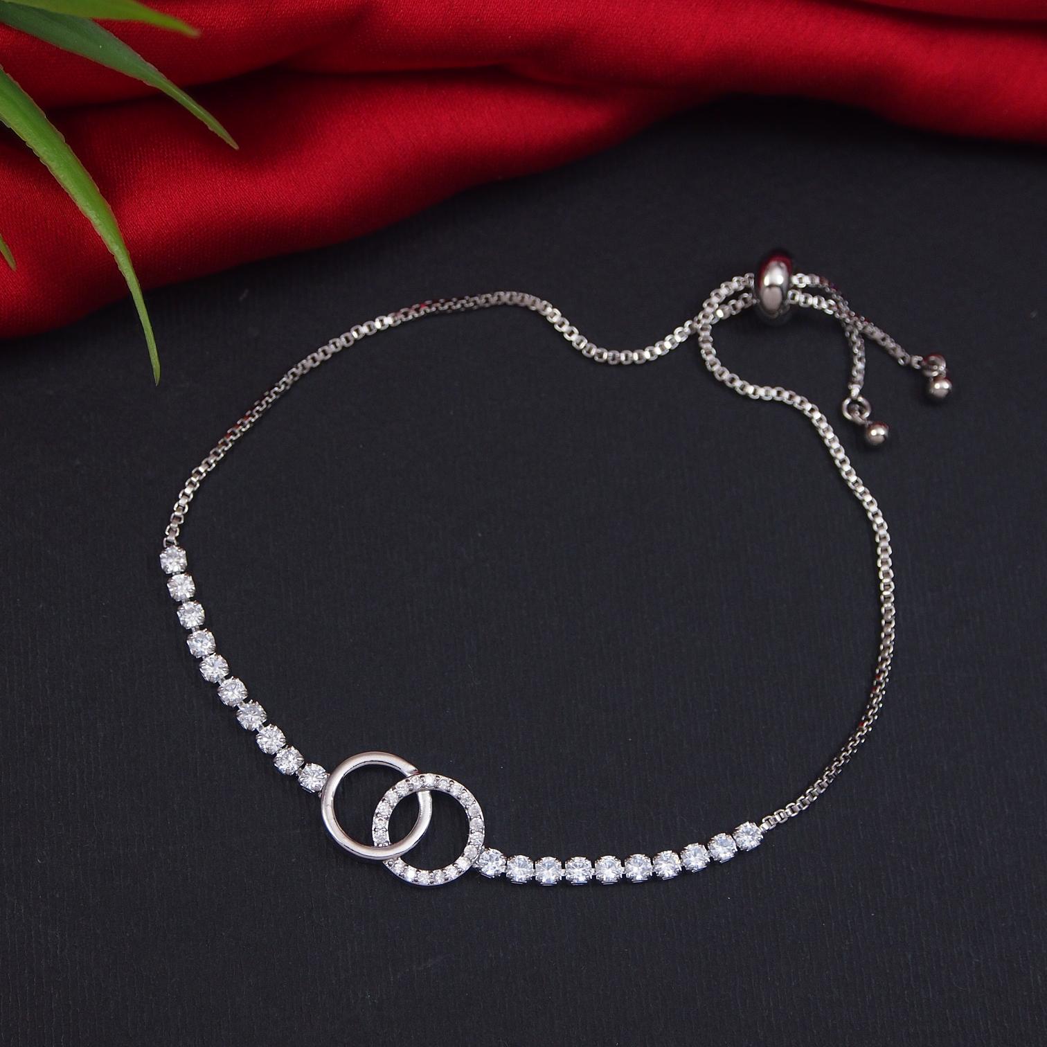 Korean Gold/Silver Plated  Zirconia Stone Adjustable Bracelet