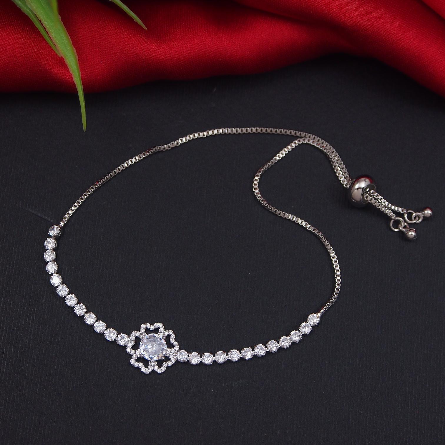 Korean Gold/Silver Plated  Zirconia Stone Adjustable Bracelet