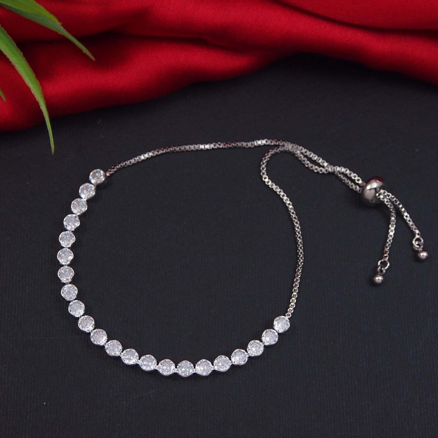 Korean Gold/Silver Plated  Zirconia Stone Adjustable Bracelet