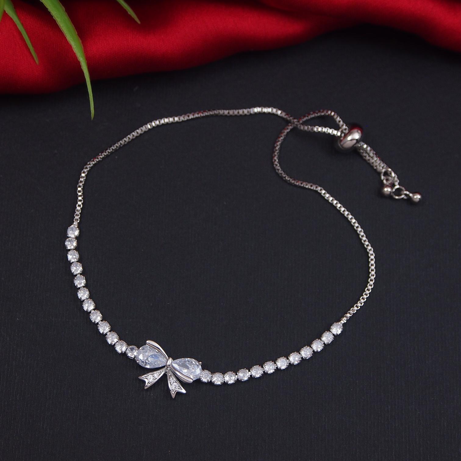 Korean Gold/Silver Plated  Zirconia Stone Adjustable Bracelet