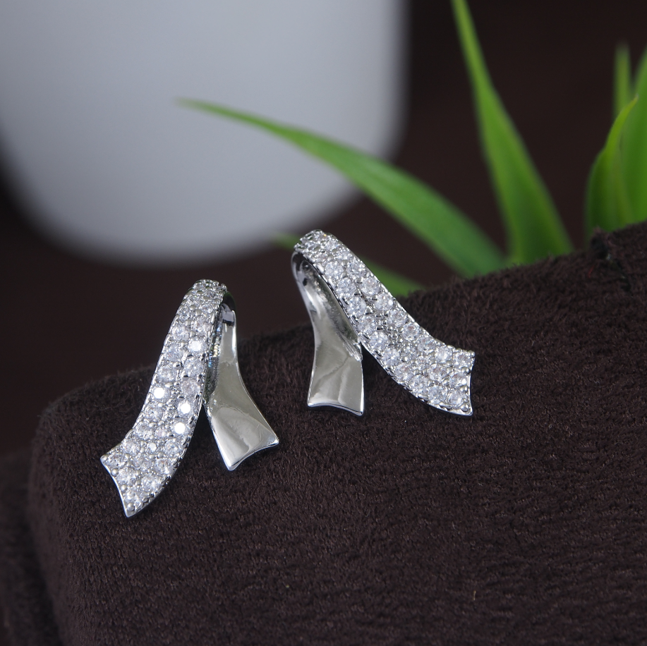 Korean Gold/Silver/Rosegold Plated CZ Ribbon Earring