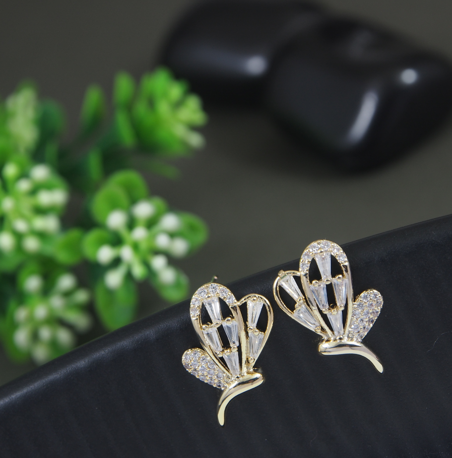 Korean Gold/Silver/Rosegold Plated Fly Design CZ Stud Earring- KRNER 2982