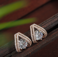 Korean Gold/Silver/Rosegold Plated Triangle Shaped CZ Stud Earring- KRNER 2985