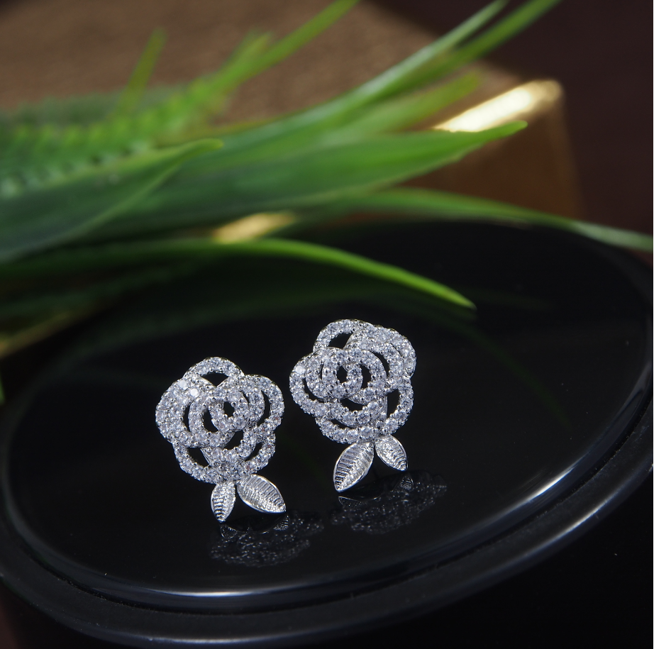 Korean Gold/Silver/Rosegold Plated Rose Shaped Stud Earring