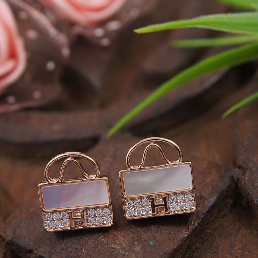 Korean Gold/Silver/Rosegold Plated Handbag party bling cubic earrings