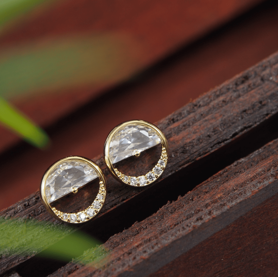 Korean Gold/Silver/Rosegold Plated Half Moon Design Stud Earring