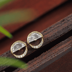 Korean Gold/Silver/Rosegold Plated Half Moon Design Stud Earring- KRNER 3128