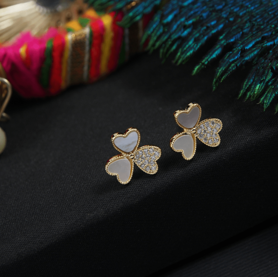 Korean Gold/Rosegold Plated Floral Design Stud Earring