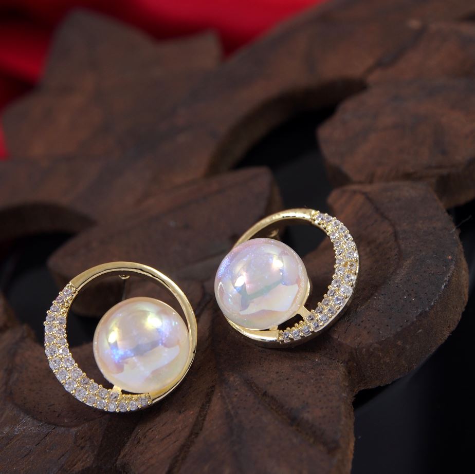 Korean Gold/Silver/Rosegold Plated Elegant Exquisite CZ Pearl Earring