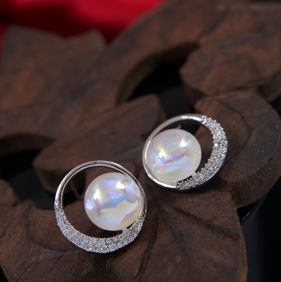 Korean Gold/Silver/Rosegold Plated Elegant Exquisite CZ Pearl Earring