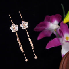 Korean Gold/Silver/Rosegold Plated Floral Chain Dangle Earring- KRNER 3656