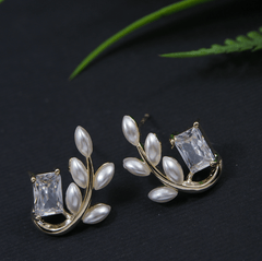 Korean Gold/Rosegold/Silver Plated Leaves Shaped Stud Earring- KRNER 3672