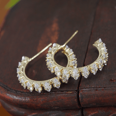 Korean Gold/Silver/Rosegold Plated CZ Hoops Earring- KRNER 3677
