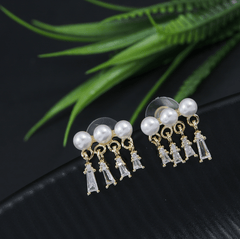 Korean Gold/Silver/Rosegold Plated Pearl CZ Stud Earring- KRNER 3680