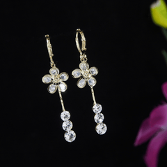 Korean Gold/Silver/Rosegold Plated Floral CZ Earring- KRNER 3690