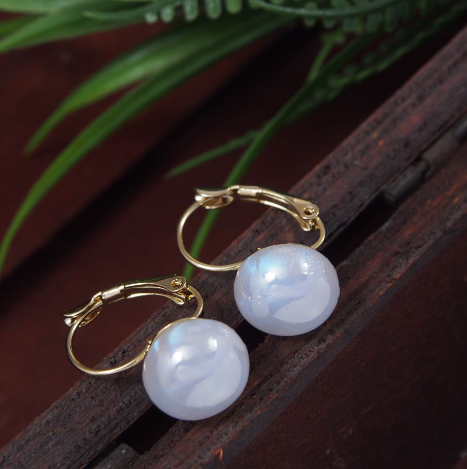 Korean Gold/Silver Plated white Moonstone Drop Earring