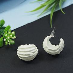 Korean White and Yellow Coloured Blow Shell Stud Earring- KRNER 4659