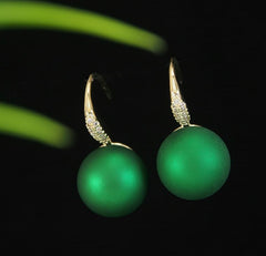 Gold Plated Red/Green Pearl Drop Cubic Zirconia Korean Earring - KRNER 4796