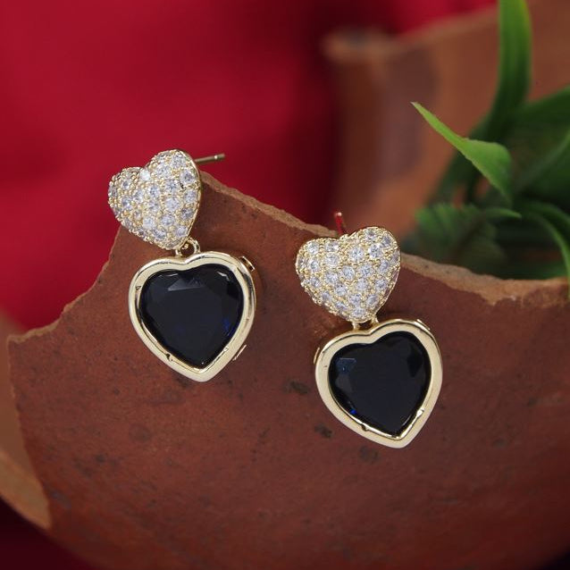 Heart Shape Colourful Cubic Zirconia Korean Earring