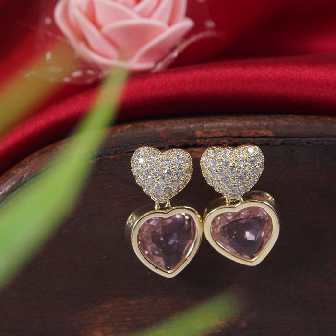 Heart Shape Colourful Cubic Zirconia Korean Earring