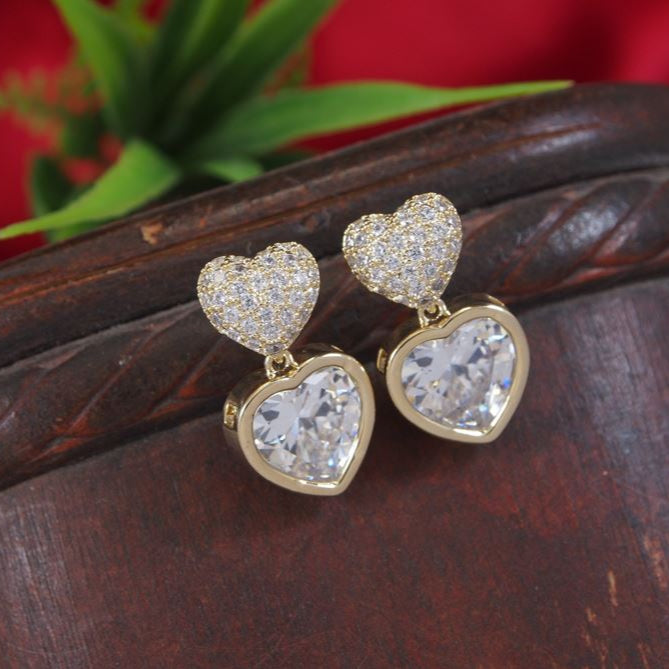 Heart Shape Colourful Cubic Zirconia Korean Earring