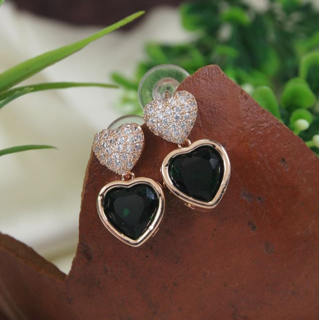 Heart Shape Colourful Cubic Zirconia Korean Earring