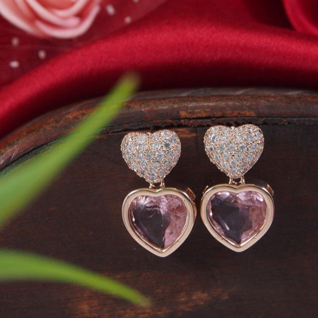 Heart Shape Colourful Cubic Zirconia Korean Earring