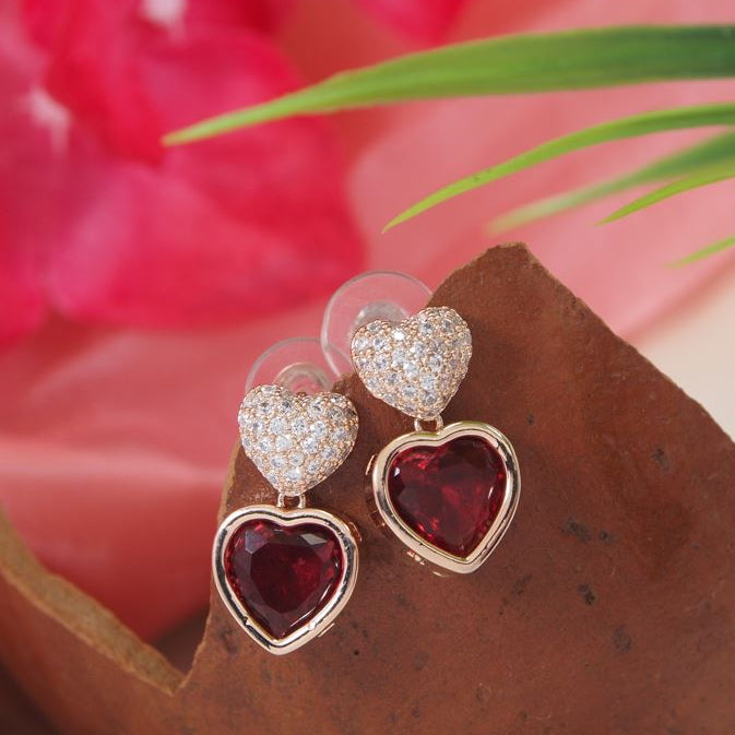 Heart Shape Colourful Cubic Zirconia Korean Earring
