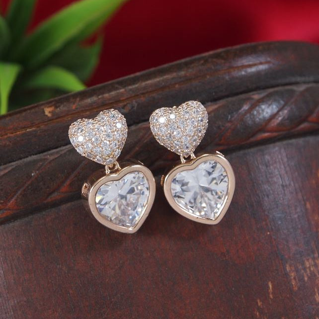 Heart Shape Colourful Cubic Zirconia Korean Earring