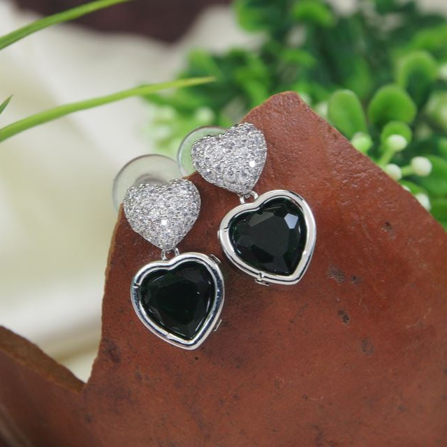 Heart Shape Colourful Cubic Zirconia Korean Earring