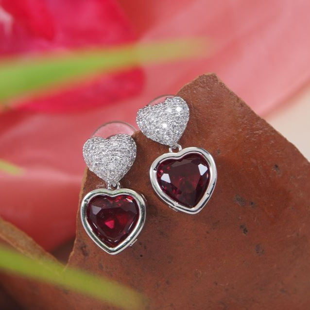 Heart Shape Colourful Cubic Zirconia Korean Earring
